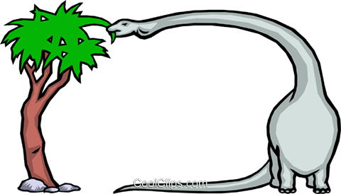 Dinosaur Background Royalty Free Vector Clip Art Illustration - Cartoon Long Neck Dinosaur (480x274)