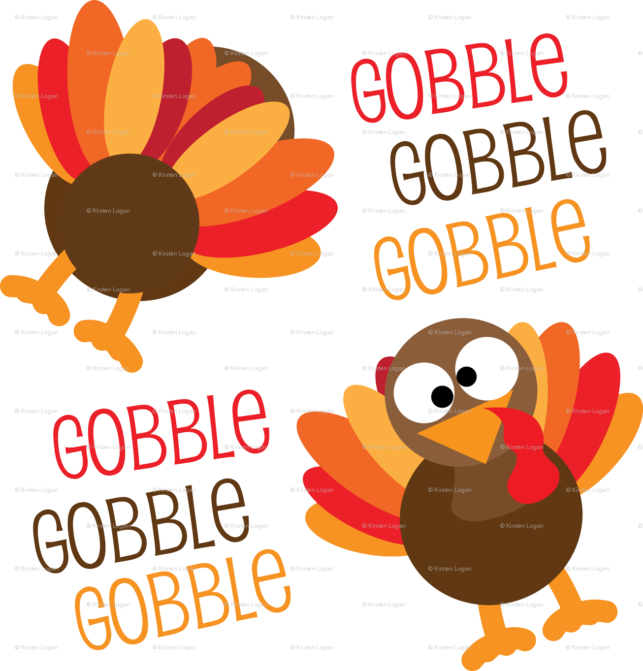 Turkey Face, Gobble Gobble Gobble Fun Tile Coaster (1306x1363)