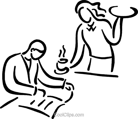 Waiter Serving Food To Customer Royalty Free Vector - Waiter (480x413)