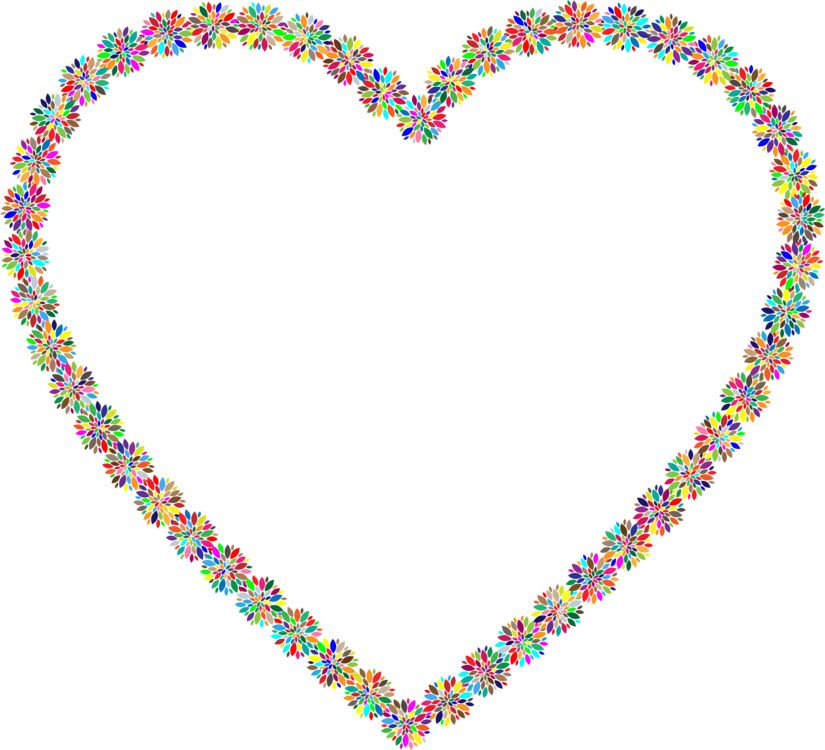 Flower Heart Necklace Shape - Heart Outline With Flower (825x750)