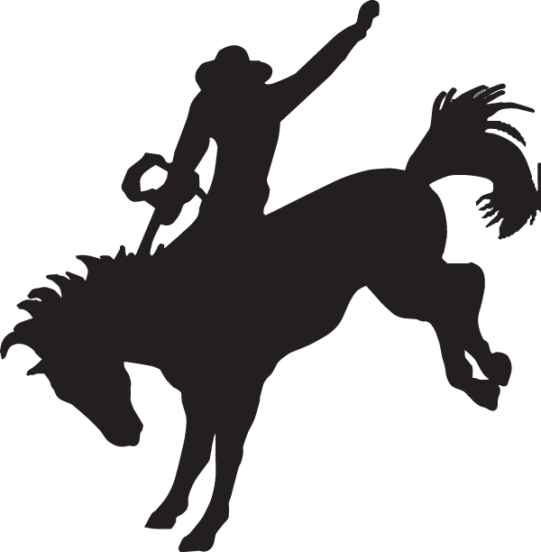 Clip Art With Transparent Background - Cowboy On Horse Silhouette (600x612)