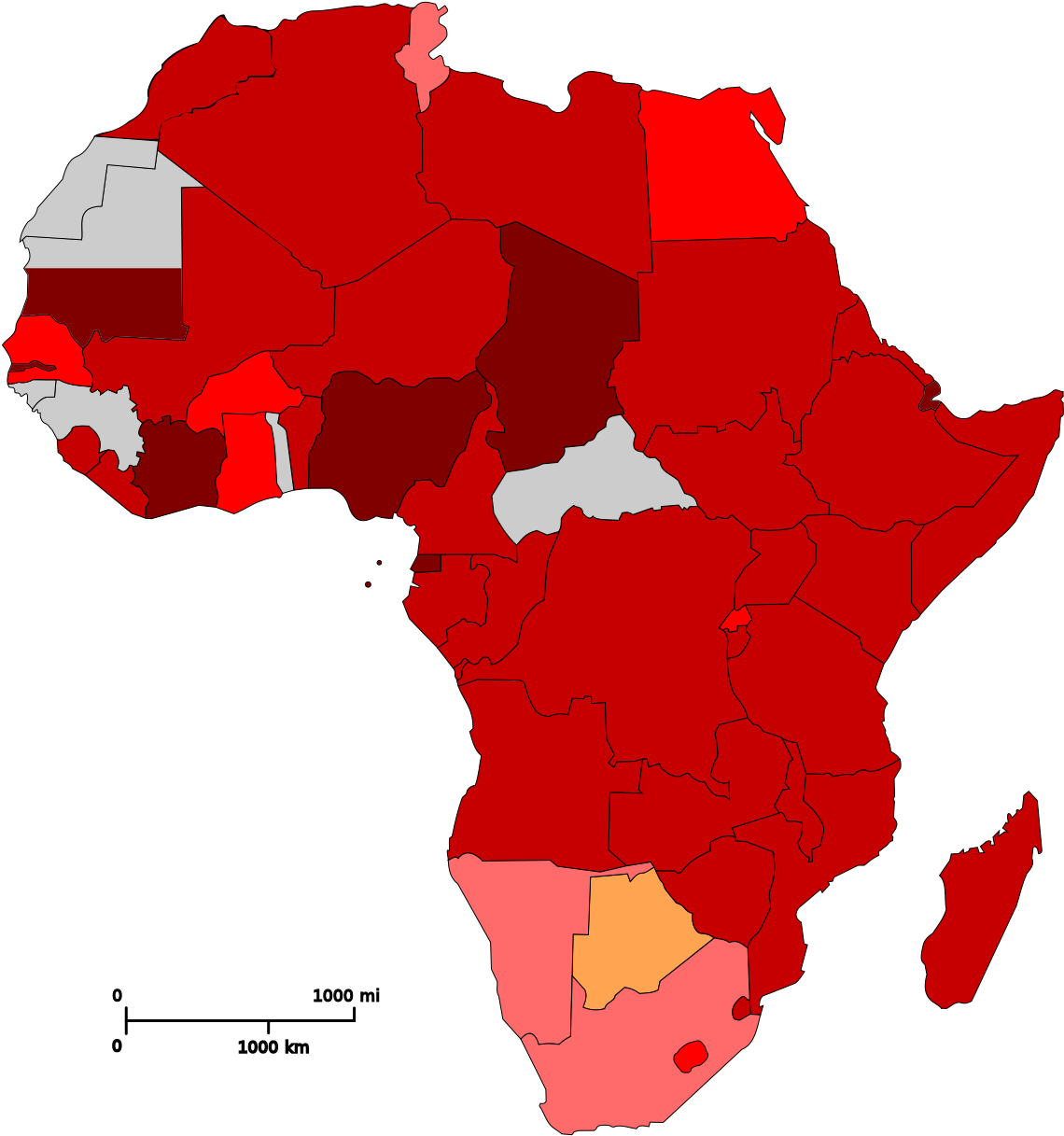 African Union Member States By Corruption Index - Africa Map (1200x1230)