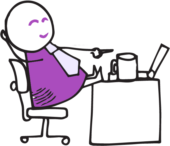 Worker Relaxing On Top Of Desk - Desk (665x643)