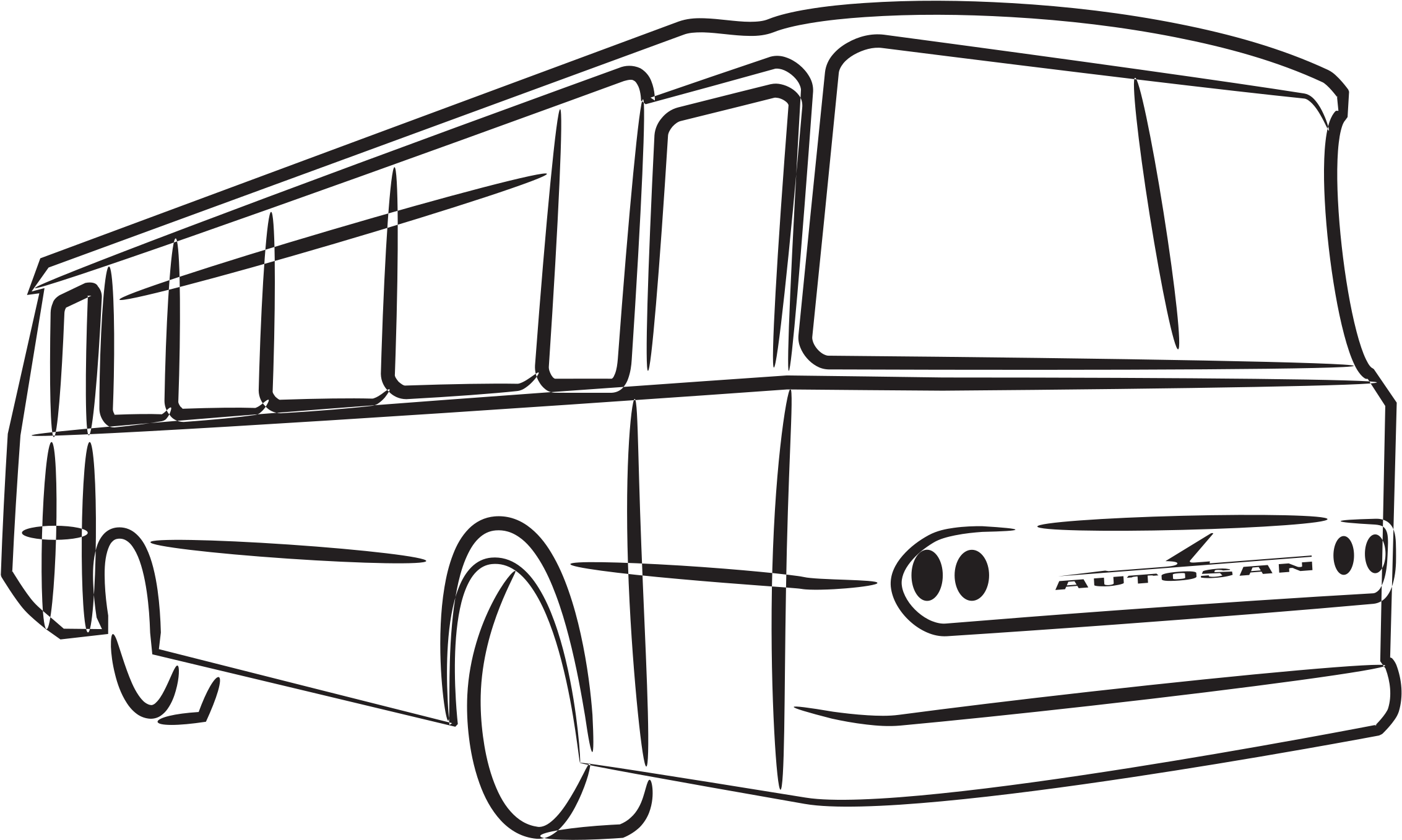 Oakwood Primary School - Bus Clipart Black And White (2400x1697)