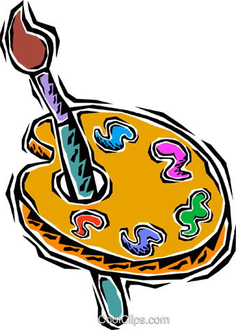 Artist's Palette With Brush Royalty Free Vector Clip - Illustration (344x480)