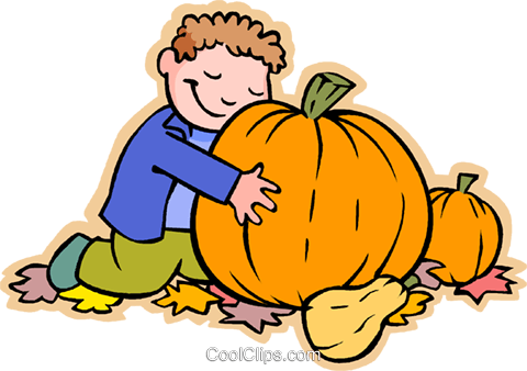 Boy In Pumpkin Patch, Halloween Royalty Free Vector - Pumpkin Patch (480x338)