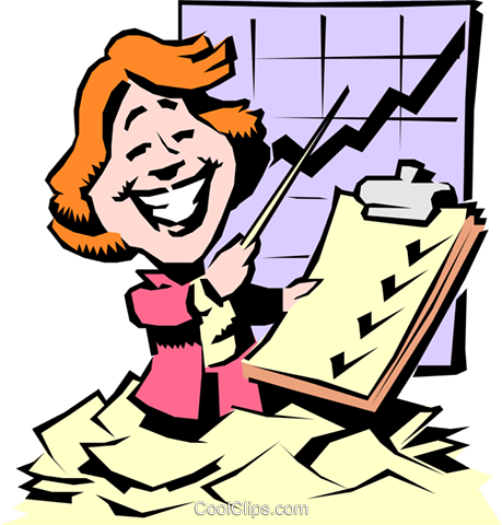 Cartoon Woman With Progress Chart Royalty Free Vector - Cost (459x480)