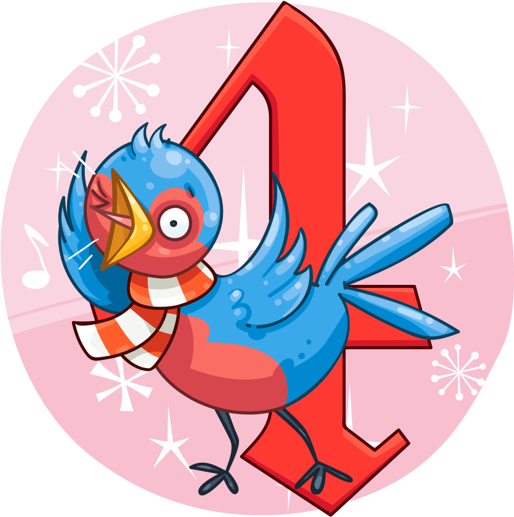 Image Library Stock 4 Calling Birds Clipart - Cartoon (1024x1024)