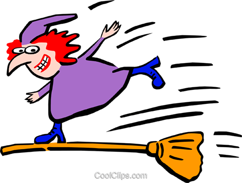 Halloween/witch On A Broom Royalty Free Vector Clip - Хэллоуин Ведьма На Метле (480x363)