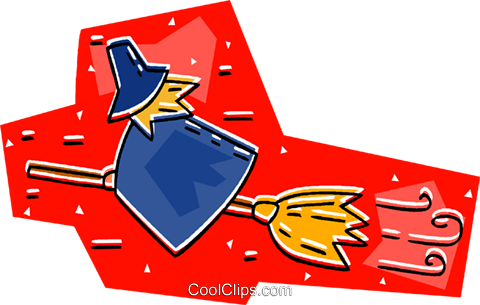 Witch Riding Broom Royalty Free Vector Clip Art Illustration - Illustration (480x305)