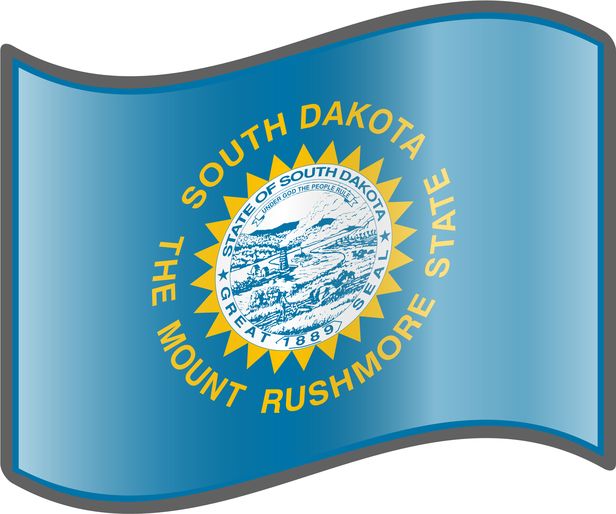 Open - South Dakota Flag - Throw Pillow - White - 26x26 - (2000x2000)