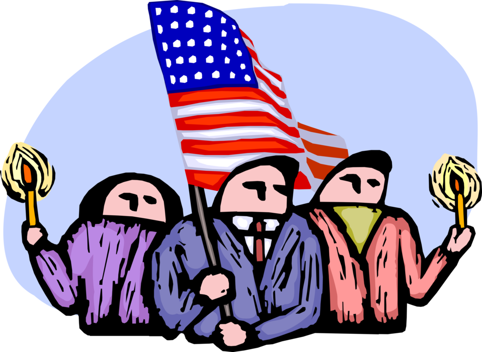 Vector Illustration Of Supporters Hold Candlelight - Illustration (958x700)