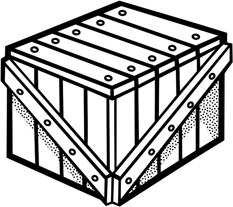 Wooden Box Crate Drawing Line Art - Caisse En Bois Dessin (838x750)