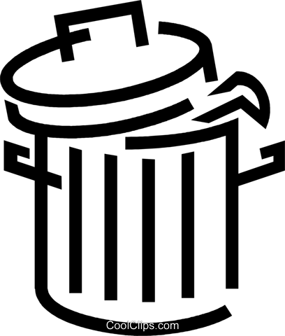 Trash Can Royalty Free Vector Clip Art Illustration - Mülleimer Clipart Schwarz Weiß (408x480)