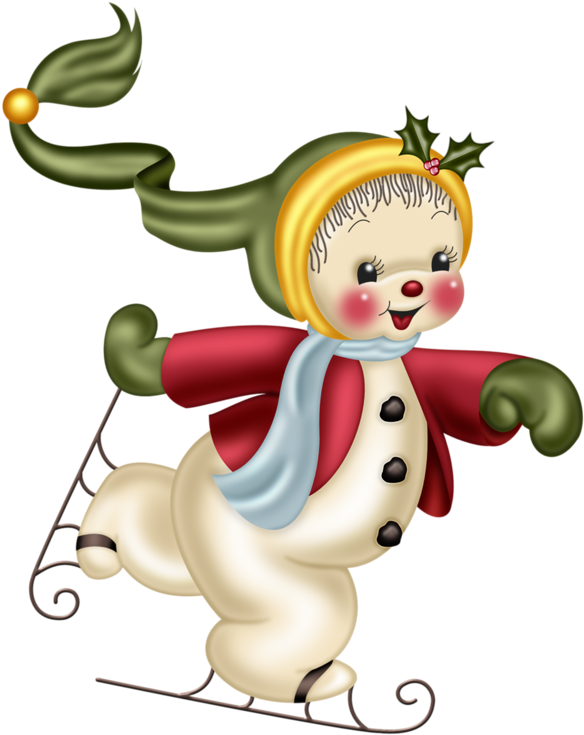 Pps Ice Skating Snowman - Bonhomme De Neige En Patins (668x800)