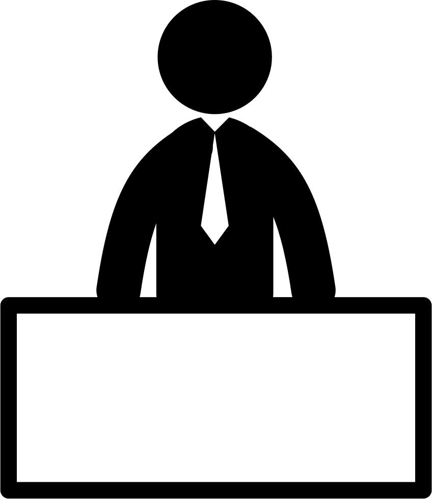 Business Man Showing Blank Publicity Board Comments - Man With A Board Clipart Png (848x981)