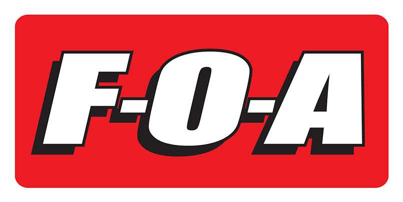 F Clip Inch Graphic Black And White - Foa Shocks Logo (900x498)