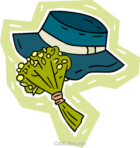 Lady's Spring Hat With Bouquet Royalty Free Vector - Illustration (457x480)