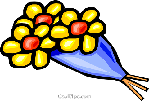 Bouquet Of Flowers Royalty Free Vector Clip Art Illustration - Clip Art (480x326)