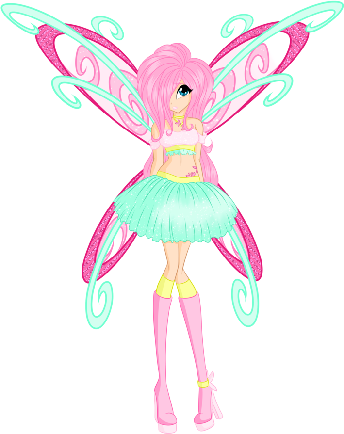 Iikiui, Belly Button, Clothes, Fairy, Fairy Wings, - Mlp Winx Club Fluttershy (801x1024)
