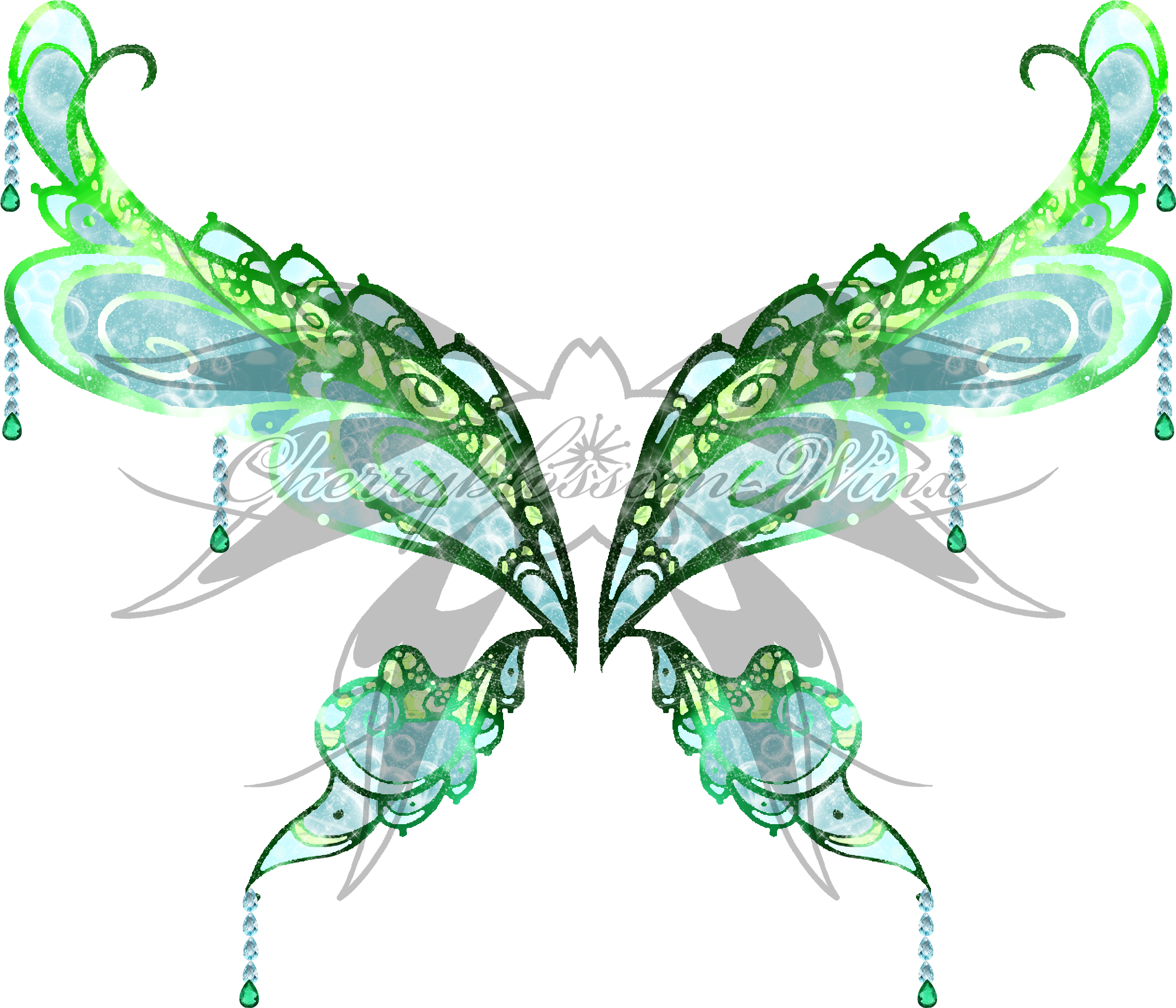 Marina Enchantix Wings By Cherryblossomwings - Anime Green Fairy Wings (2596x2212)