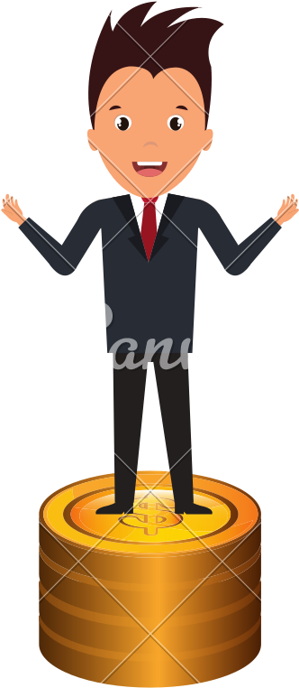 Businessman With Coins Money - Vector Graphics (800x800)