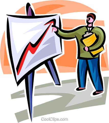 Businessman Pointing At A Sales Chart Royalty Free - Businessman Pointing At A Sales Chart Royalty Free (427x480)