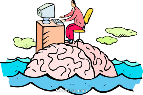 Businessman Typing On An Island Royalty Free Vector - Illustration (480x320)