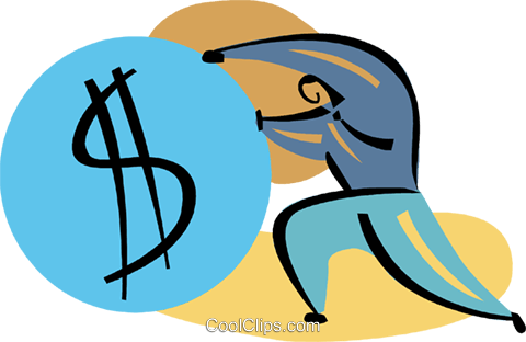 Businessman Pushing Money Symbol Royalty Free Vector - Illustration (480x312)