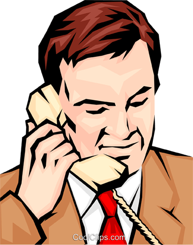 Businessman Royalty Free Vector Clip Art Illustration - Persona Atendiendo El Telefono (379x480)