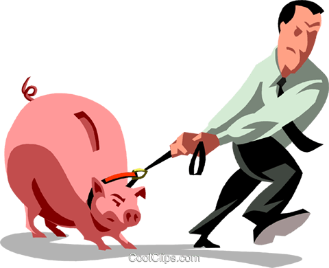 Businessman Dragging His Piggy Bank Royalty Free Vector - Illustration (480x390)