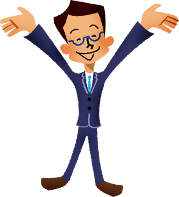 Free Library Businessman Clipart Excited - Hombre Feliz Dibujo (350x386)