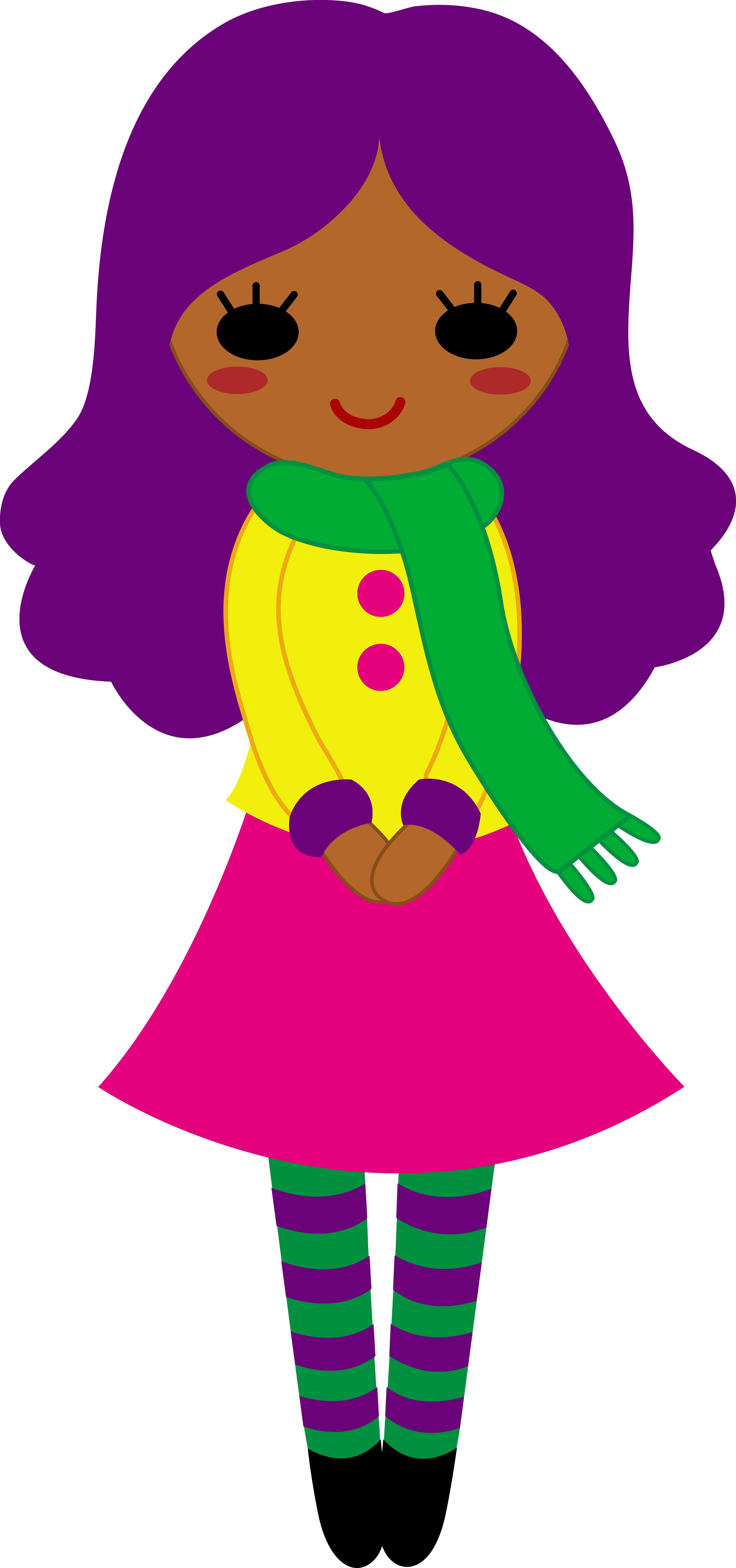 Clipart Cute Girl 101 Clip Art - Girl With Purple Hair Cartoon (3402x7243)