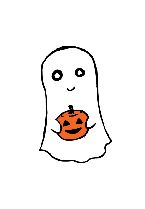 Sweet And Simple Ghost And Pumpkin Illustration - Halloween Transparents (500x707)