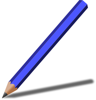 Pencil With Shadow Blue - Blue Pencil Transparent (386x400)
