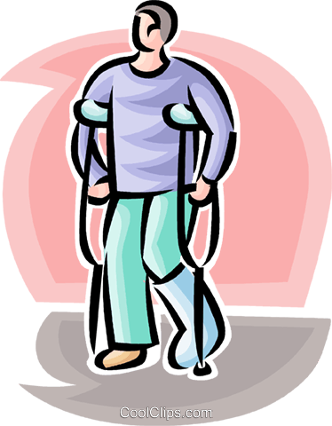 Svg Free Library Broken Foot Clipart - Hombre En Muletas Png (374x480)