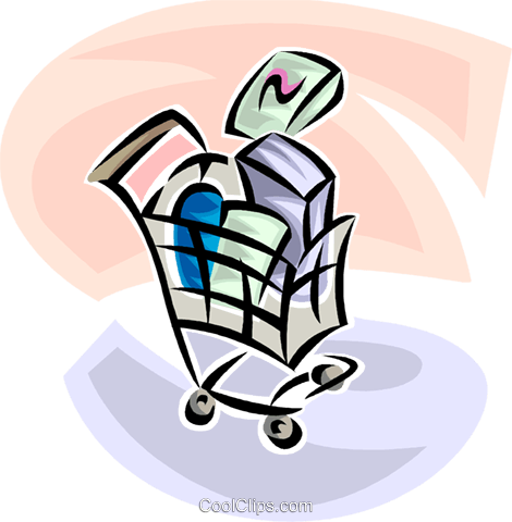 Shopping Cart With Purchased Items Royalty Free Vector - Goods (470x480)
