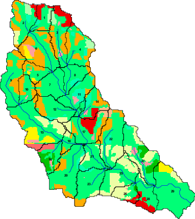 Watershed J 2003 Land-use Cover - Subbasin (382x428)