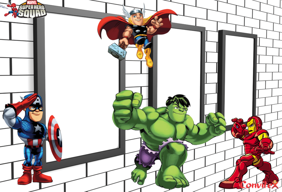 Moldura Super Herois Png Clipart Iron Man Captain America - Super Hero Squad: Hulk Saves The Day! (900x612)