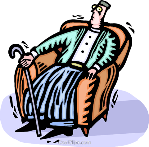 Man With A Cane In A Chair Royalty Free Vector Clip - Wheelchair (480x474)