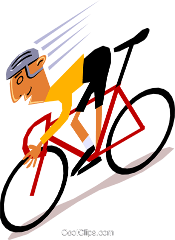 Cyclists Royalty Free Vector Clip Art Illustration - Riding Bike Fast Clipart (351x480)