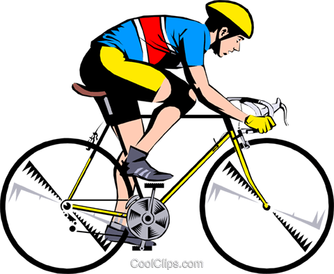 Cyclist On Ten Speed Bike Royalty Free Vector Clip - Man Riding Bicycle Clipart (480x394)