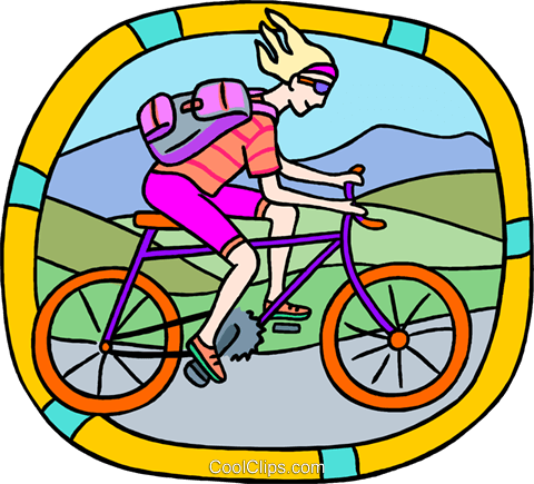 Woman On Bicycle Royalty Free Vector Clip Art Illustration - Rent A Bike (480x435)