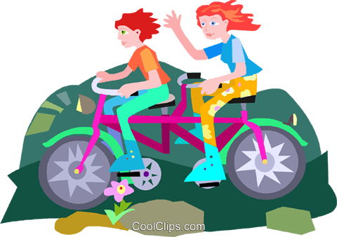Two Man Bicycle Royalty Free Vector Clip Art Illustration - Illustration (480x338)