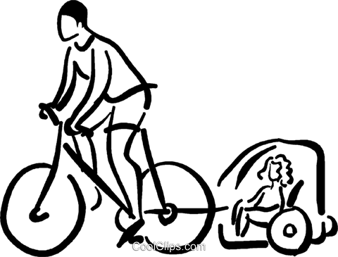 Cyclist On A Bike Pulling A Carriage Royalty Free Vector - Road Bicycle (480x365)