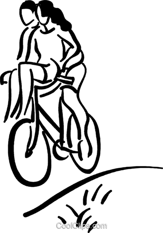 Cyclist With A Passenger Royalty Free Vector Clip Art - Line Art (335x480)