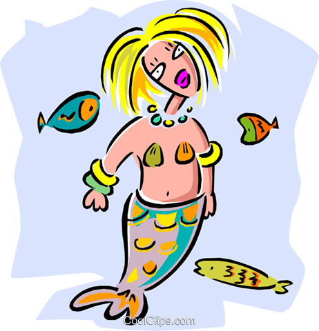 Mermaid Royalty Free Vector Clip Art Illustration - Cartoon (462x480)
