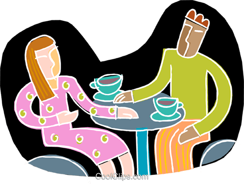 Conversation Over Coffee Royalty Free Vector Clip Art - Coffee And Conversation Clipart (480x362)