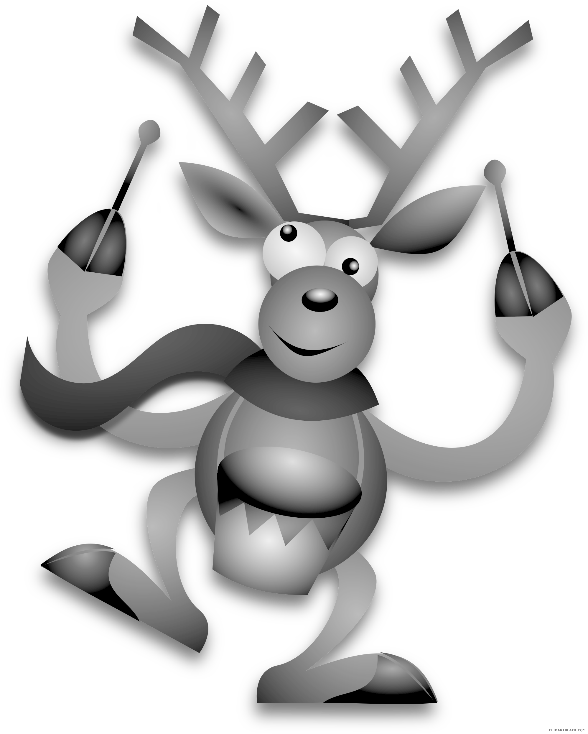 Dancing Reindeer Animal Free Black White Clipart Images - Weihnachtsbilder Für Whatsapp Profilbild (1995x2500)