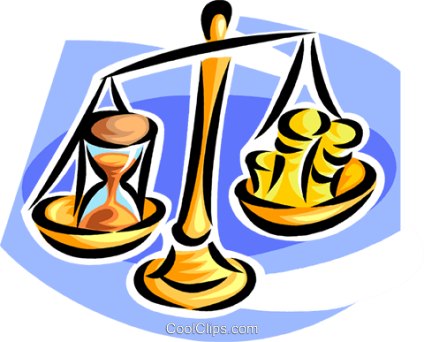 Equilibrar O Tempo E Dinheiro Livre De Direitos Vetores - Clip Art (480x387)